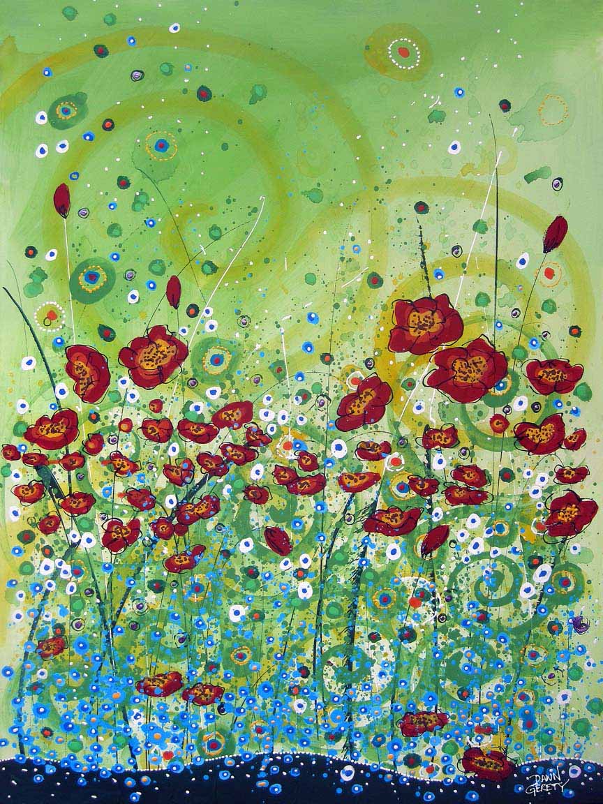 DG3 – Flowers – Red Poppies Yellow Swirls © Dawn Gerety