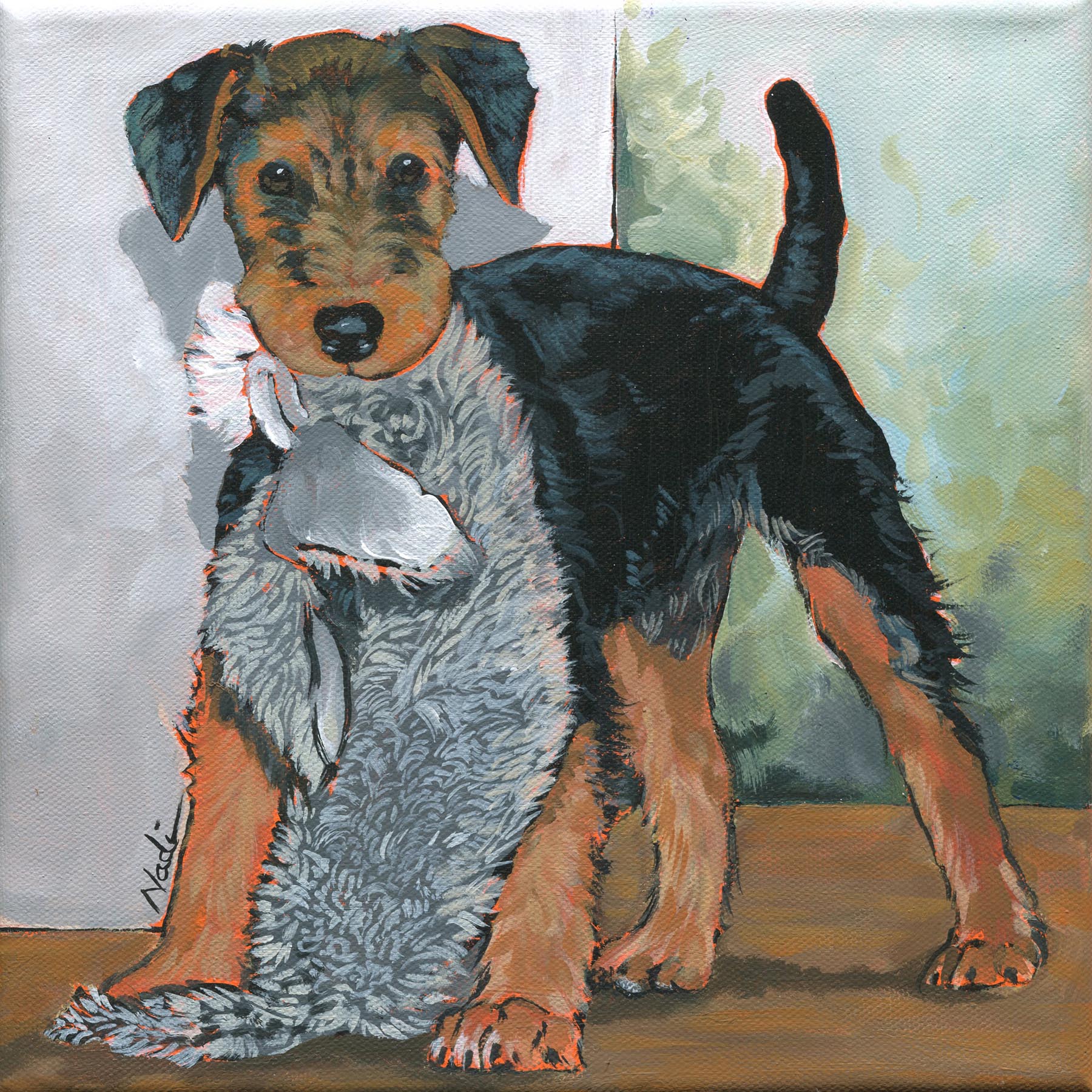 NS – Dogs, Airedale Terrier- 18-129 Jorji 10×10 © Nadi Spencer