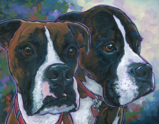 NS – Dogs, Boxer – 14-02 Roxy and Guinness 14×18 © Nadi Spencer