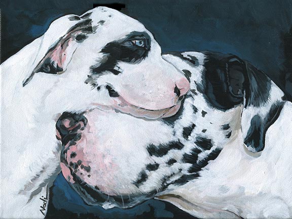 NS – Dogs, Great Dane – 19-108 Prince and Kiev 9×12 © Nadi Spencer