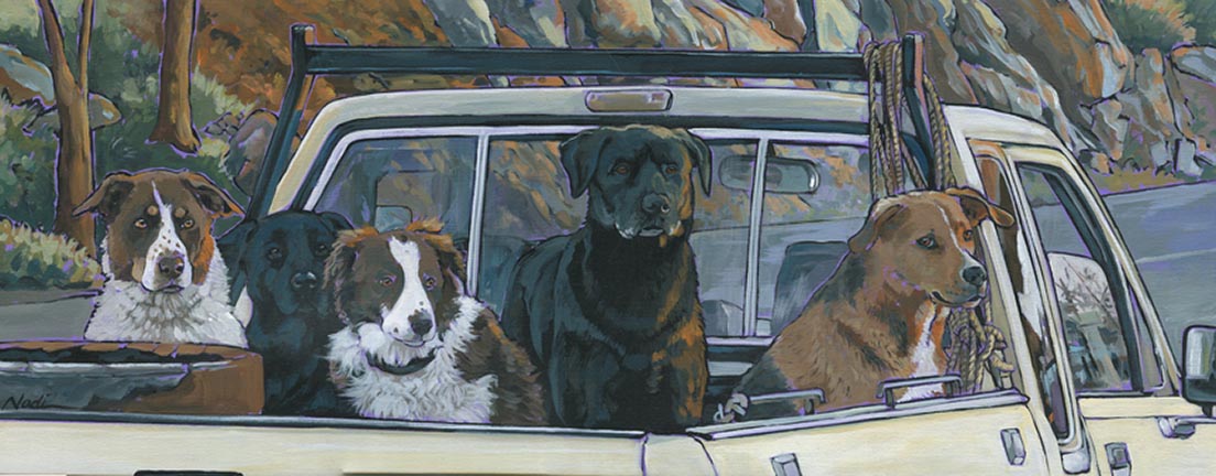 NS – Dogs, Labrador Retrievers – 18-5 Brewery Break 12×30 © Nadi Spencer