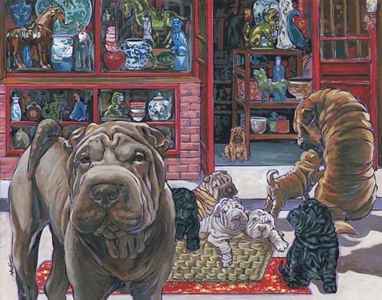 NS – Dogs, Shar Pei, History of Dogs – 17-110 Shar Pei 22×28 © Nadi Spencer