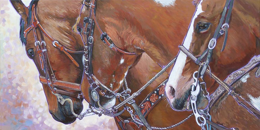 NS – Horses – 16-83 3 Heads 18×36 © Nadi Spencer