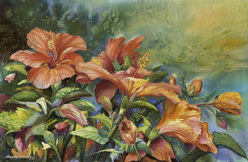 NDC – Coral Hibiscus © Nancy Dunlop Cawdrey