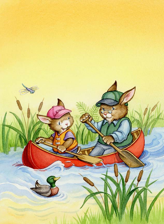 RMB – Bunnies in Canoe © Rose Mary Berlin