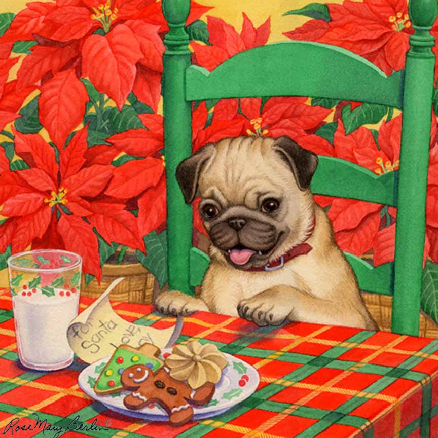 RMB – Christmas – Christmas Cookie – Pug © Rose Mary Berlin