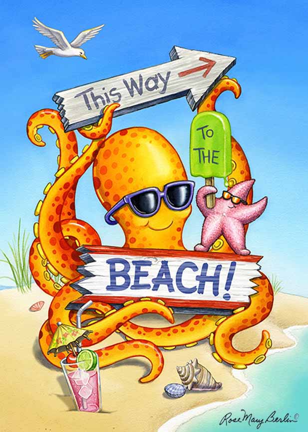 RMB – Kids Illustration – Beach Octopus © Rose Mary Berlin