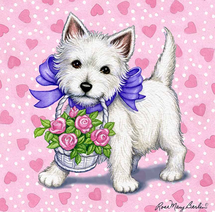 RMB – Valentine’s – Westie Flowers © Rose Mary Berlin