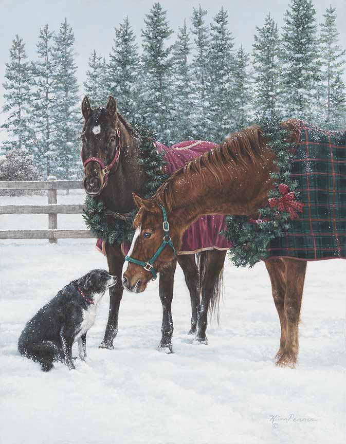KP – Two Horses and Dog © Kim Penner