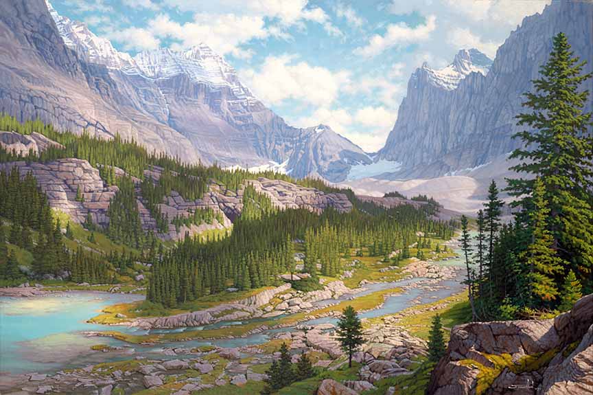 JEB – Landscape – Opabin Light Dance – Mount Hungabee and Opabin Creek, Yoho National Park, BC © Jonathon Earl Bowser