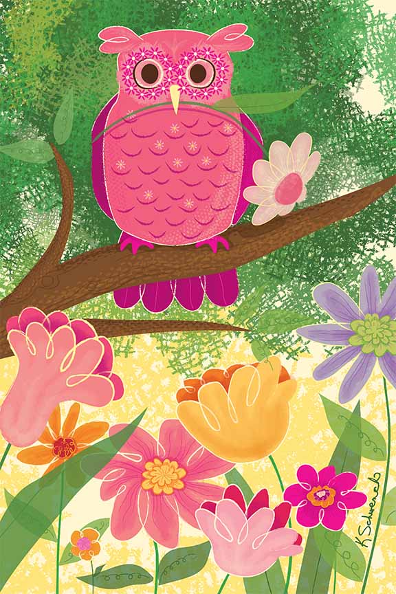 KS2 – Flowers and Feathers – Owl and Flowers © Kris Schwenck