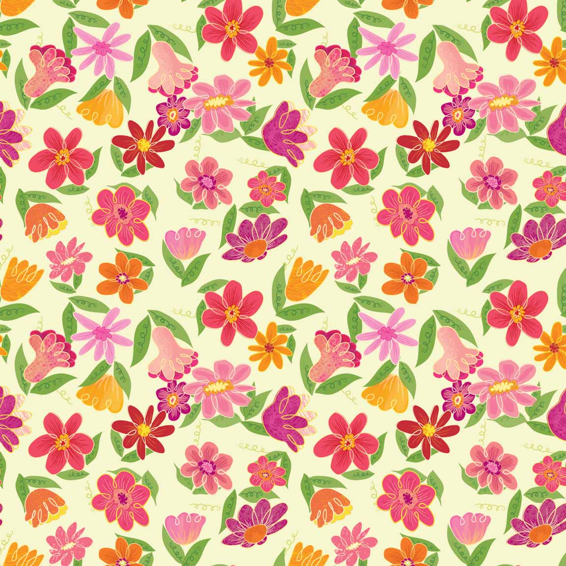KS2 – Flowers and Feathers Surface Design – 02 © Kris Schwenck