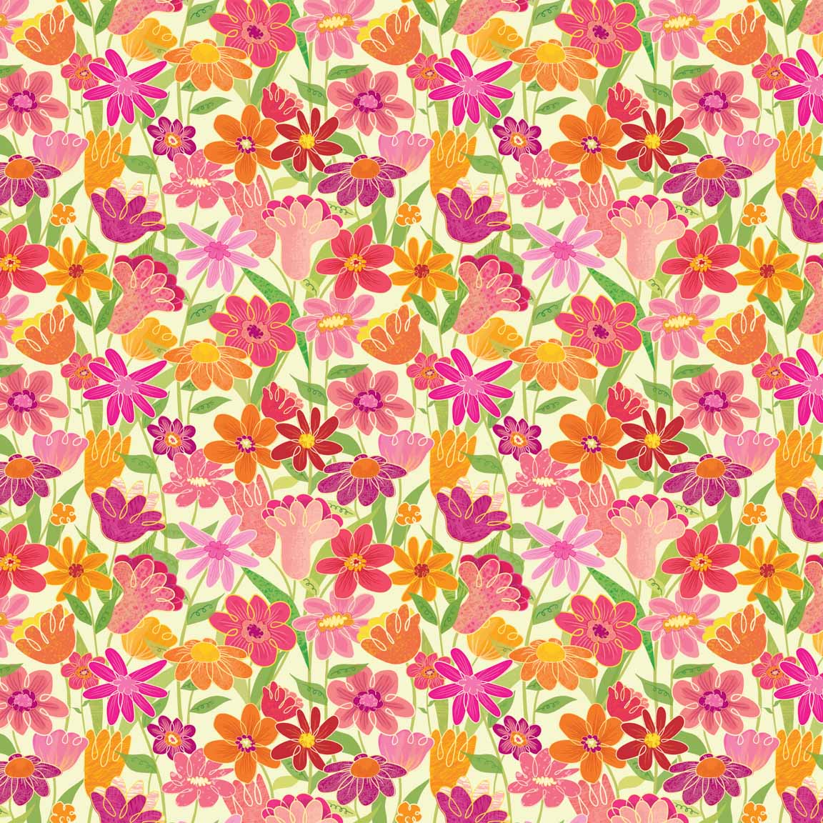 KS2 – Flowers and Feathers Surface Design – 02a © Kris Schwenck
