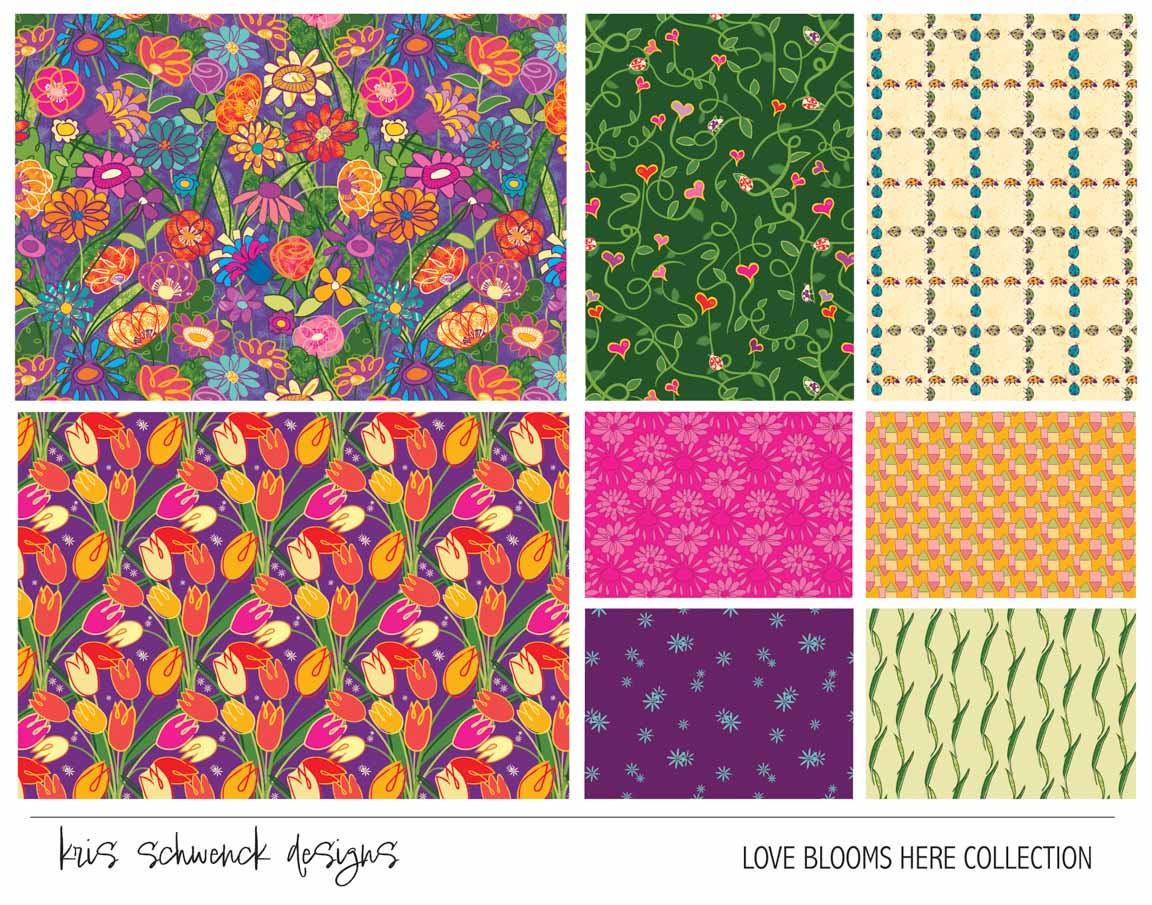 KS2 – Love Blooms Here Surface Design – 1-01 © Kris Schwenck