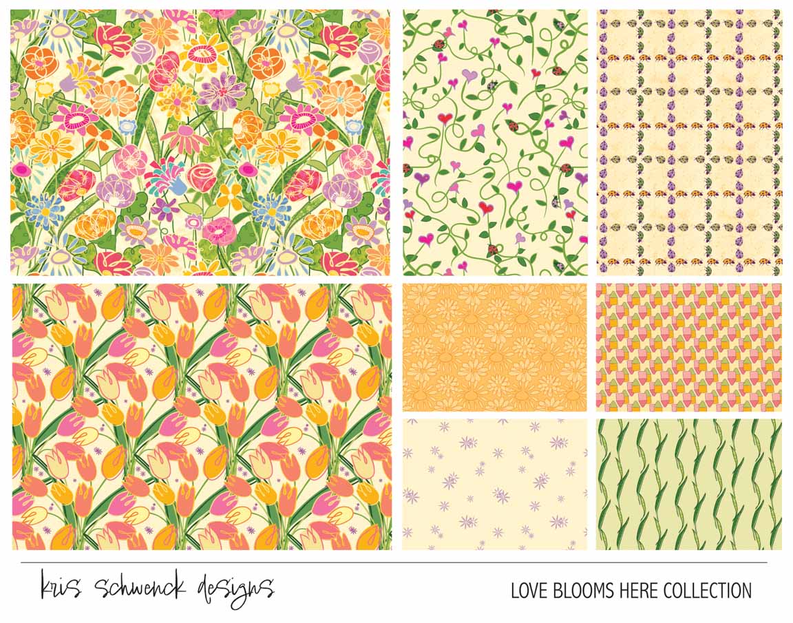 KS2 – Love Blooms Here Surface Design – 2-01 © Kris Schwenck