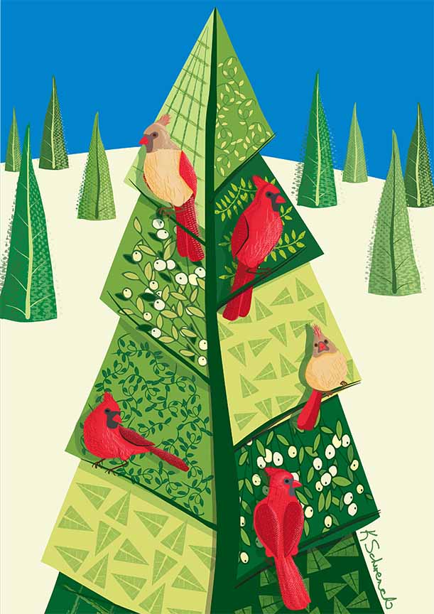 KS2 – Wintery Wonderland – Cardinals and Trees 2 © Kris Schwenck