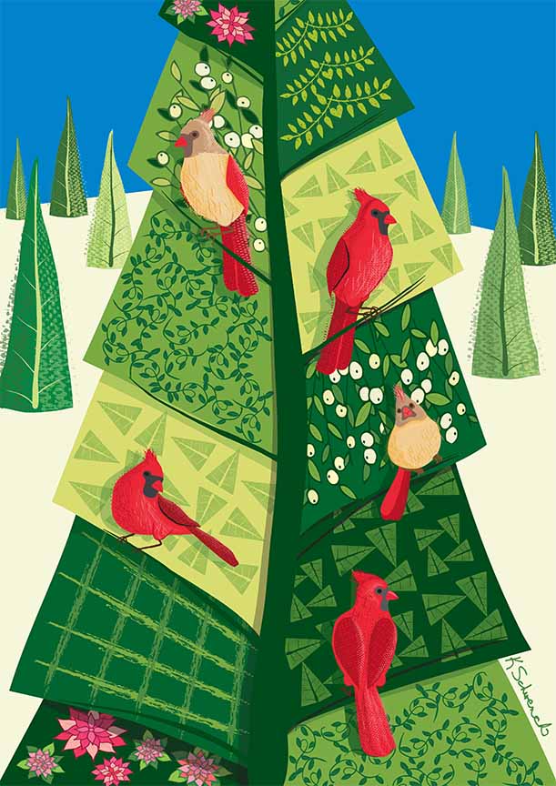 KS2 – Wintery Wonderland – Cardinals and Trees © Kris Schwenck