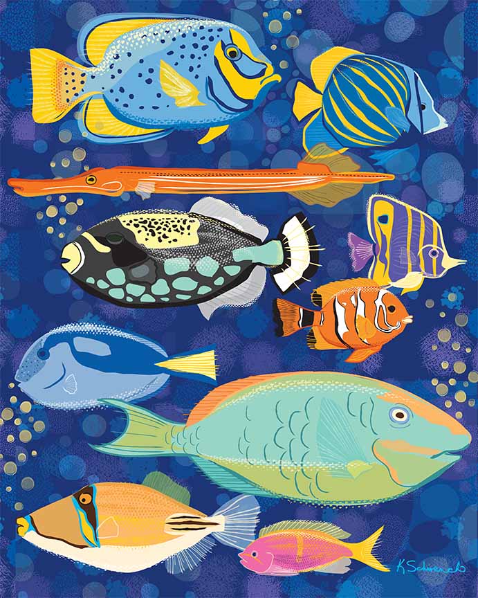 KS2 – zAnimal Illustrations – Fish on Blue Background © Kris Schwenck