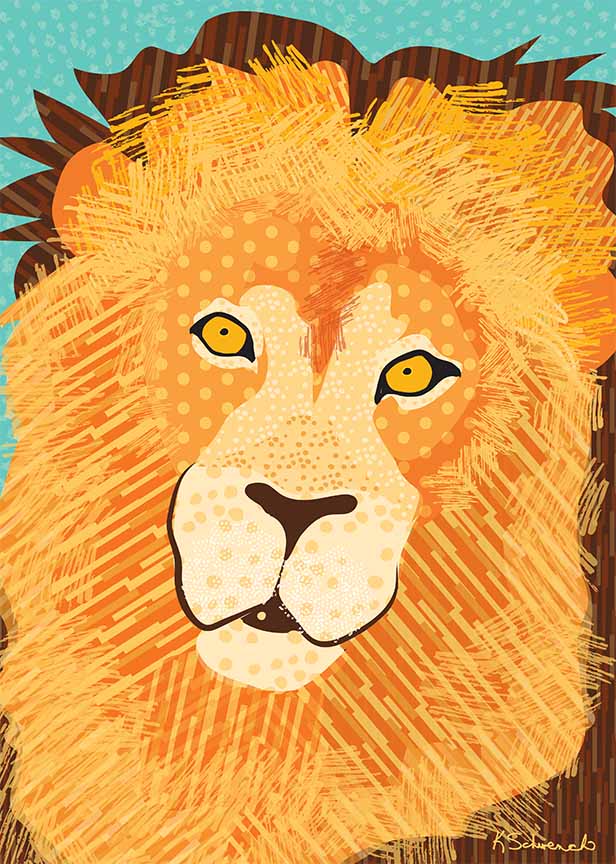 KS2 – zAnimal Illustrations – Lion © Kris Schwenck