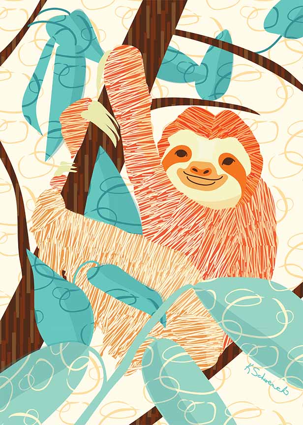 KS2 – zAnimal Illustrations – Sloth © Kris Schwenck